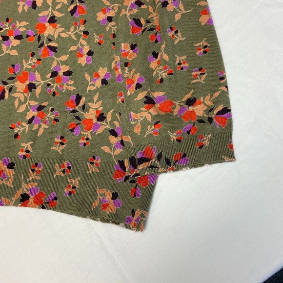 Daniel Rainn Long Sleeve Split Rib Neck Wendy Sweater Olive Floral NWT XXL - Picture 8 of 11